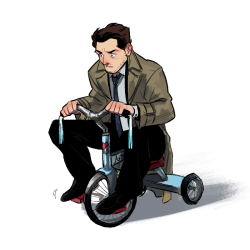 debonairbear:  castiel doesn’t know how to ride a bicycle so