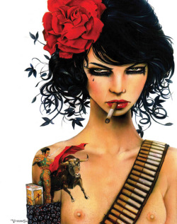 artforadults:  smoking beauties, more by brian m viveros via