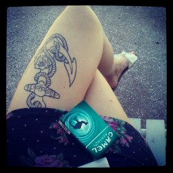 astubbbs:  Work time #camelmenthol #tattoedgirls #tattoos #anchor