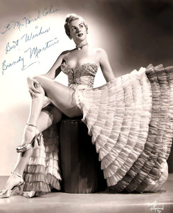 burleskateer:     Brandy Martin   aka. “The Society Stripper”.. Beautiful vintage 50’s-era promo photo personalized: “To Mr. Hirsh Cohen, — Best wishes, Brandy Martin”..    