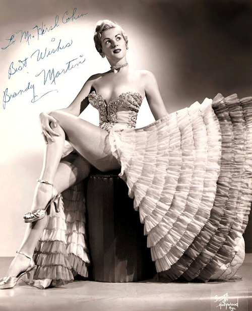 burleskateer:     Brandy Martin   aka. “The Society Stripper”.. Beautiful vintage 50’s-era promo photo personalized: “To Mr. Hirsh Cohen, — Best wishes, Brandy Martin”..    