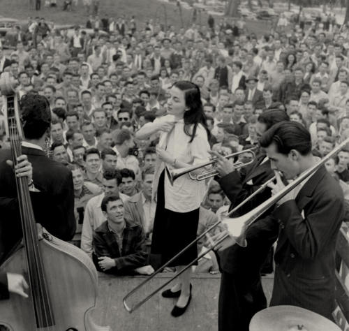 heart-shaped-apple: On March 4th - 1948, popular New Orleans stripper Stormy (aka. Stacey Lawrence) was invited by the Student Council of LSU, to perform on their campus (with a live Jazz band accompaniment!).. A raucous mob quickly formed. Only half