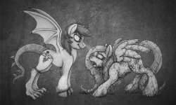 creepyponies:  “Paralyzing Gaze”  That cockatrice pony is