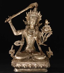 buddhabe:Manjushri with the Flaming Sword of Wisdom (c. 641). 