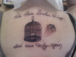 This is my tattoo. My first. The top writing is my dads and the