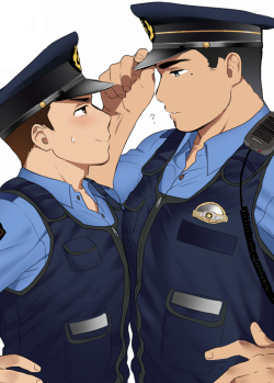 twistedgiggles:  yesyaoiyeah:  CopLove!  Omg they’re so cute