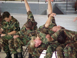 Military cadets hypnotized.