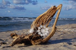 metalhearts:  lace installations along the Baltic Sea by NeSpoon
