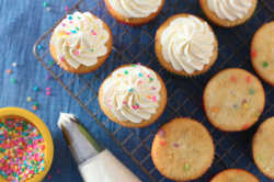 gastrogirl:  cupcakes with basic whipped vanilla buttercream.