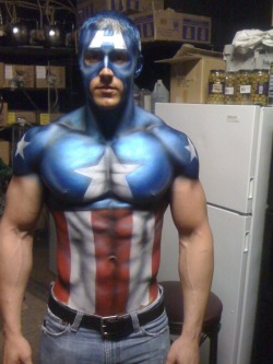 funnakedguys:  A hot Captain America costume ;)  See more hot