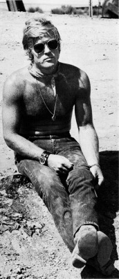 Robert Redford, shirtless on the set of “Little Fauss &