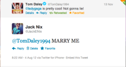 ineedtothinkofatitle:  tom daley likes lady gaga <3 