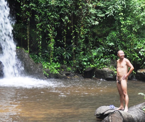 asianhunks:  Joe and I just got back from Thailand. Â We always find a spot where he can get naked. Â This is at a waterfall in Chiang Mai. Â Love my Joe!