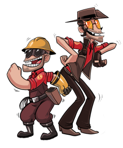 owlymedics:  snipes and engie having a jolly gaytime 