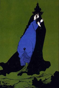 wineofwizardry:  Aubrey Beardsley - Couple embracing in the sky,