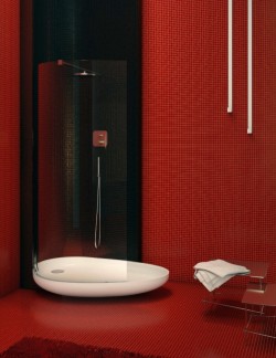 homedecorart:  homedesigning:  Red Black Bathroom Decor  via