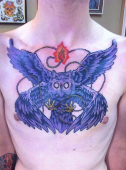 fuckyeahtattoos:  This is my owl chest piece that i just got