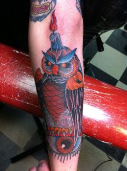 fuckyeahtattoos:  My hooty hoot and all seeing eye. Done by Adam