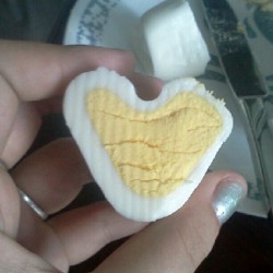 My baby made me heart shaped eggs lol :)  (Taken with Instagram)