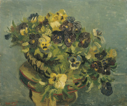 ambientclouds:  Basket of Pansies on a Small Table - Vincent