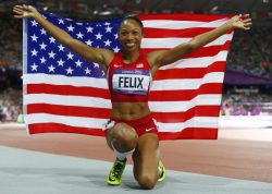 does-what-a-spider-can:  Allyson Felix is the first athlete in