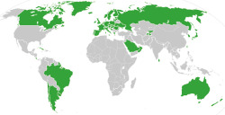  A map of the countries in the world with Universal Healthcare.