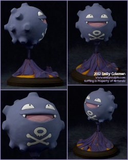 emilysculpts:  A commission of Koffing!  I put a solid wood
