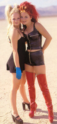  Emma Bunton and Geri Halliwell during the filming of Say You’ll