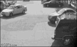 4gifs:  Revenge for stealing the parking space he was waiting