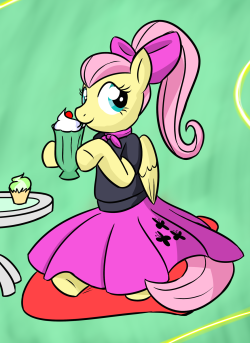 cocoa-bean-loves-fluttershy:  Fluttershy 50s Style by ZaneZandell.