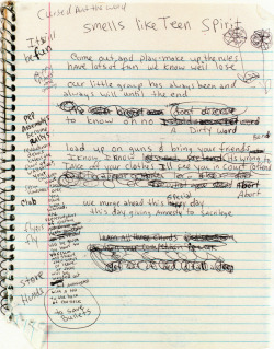  Kurt Cobain’s early draft of “Smells Like Teen Spirit.”