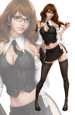 mariennesilverleaf:  Very cute/sexy secretary-type outfit. If Marienne had a dominant, futanari secretary, I hope that’s what she’d look like. Only, of course, with a 12” cock hanging down from beneath that skirt.
