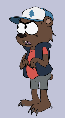 I drew Dipper from Gravity Falls as a bear in honor for my Dipper