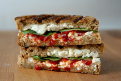 foodopia:  the buffer - feta, roasted red peppers, and spinach: