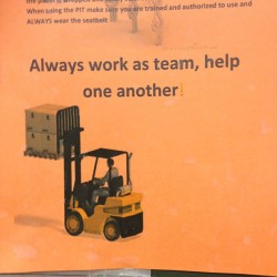 This is a sign hanging at work. Kind of funny. Work as a team…by