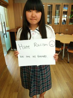  Hate Racism We are all friends. 