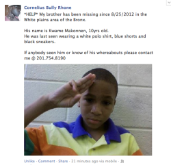 roboland:  Please reblog and help find this young boy. He is