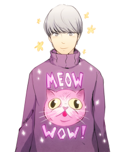 oeilvert:  he really likes that sweater 