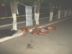miggster:  A murder scene in Michoacan, Mexico due to the invasion