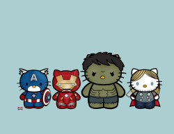 miggitymigs:  Kitty Avengers Assemble by ~Migs-85  Cap’s