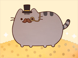 pusheen:  This extremely fancy Pusheen painting (40” x 30”