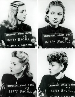 suicideblonde:  Lauren Bacall in hair tests for To Have and Have