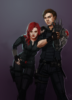 vylla-art:  Black Widow and Winter Soldier. Probably picking