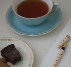 This afternoon: tea, homemade chocolate shortbread, drawing and belatedly writing