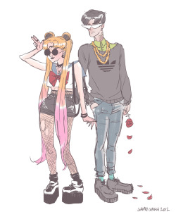 sakarisketches:  sailor moon and tuxedo mask 