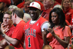 xionone:  Michael Clarke Duncan at Bulls/Heat playoff game last