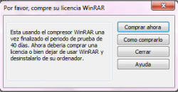 Cuando WinRar te dice que ha finalizado el periodo de prueba