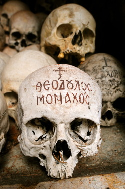 mybeautifuldarktwistedface:  The Monk skull collection in Agion