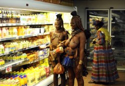 semioticapocalypse:  Himba women shopping, Namibia. 