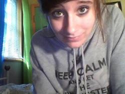 sweatshirt says ‘keep calm and let the winchesters handle